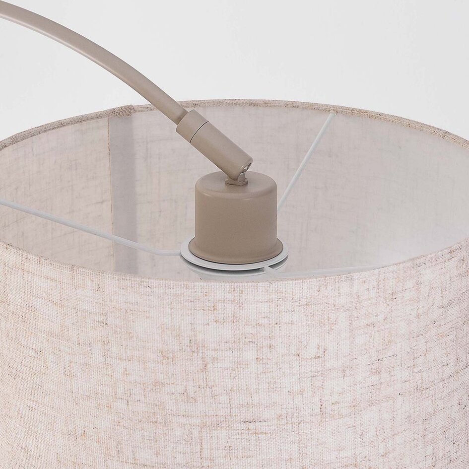 Moderne Steh-Bogenlampe Lerava beige mit Leinen-Schirm