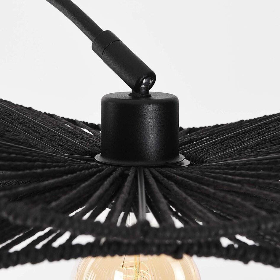 Bogenlampe Sarah schwarz mit Papierschnur-Schirm