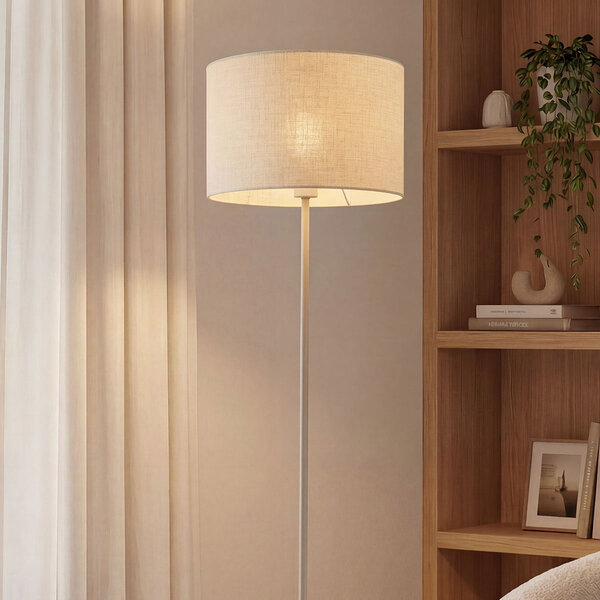Stehleuchte Avana beige mit Leinen-Schirm