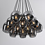 12-flammige Design-Pendelleuchte schwarz mit Rauchglas - Ventura