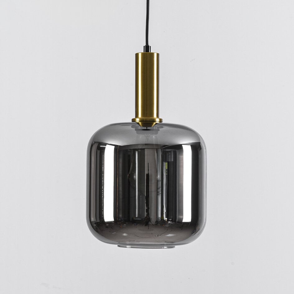 Schwarze Design-Hängeleuchte aus Gold und Rauchglas - Basso