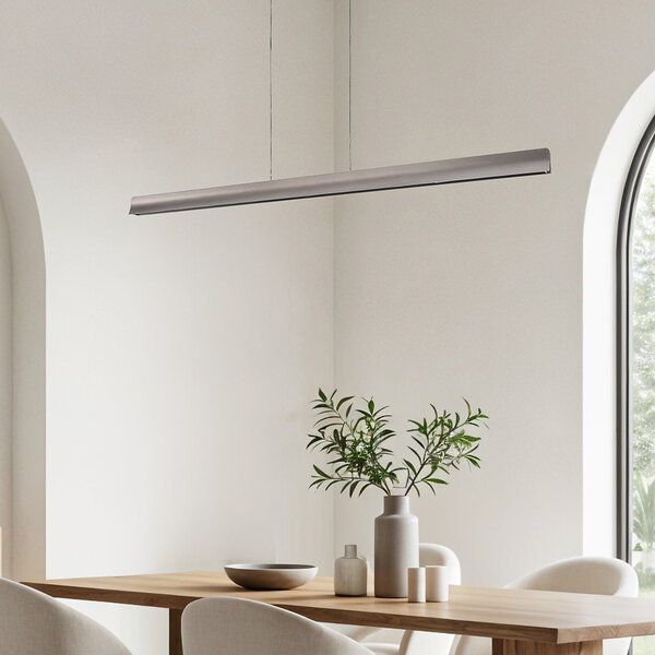 Moderne verstellbare Pendelleuchte Miyo mit dimmbaren LEDs, gebürstetes Grau - 40W