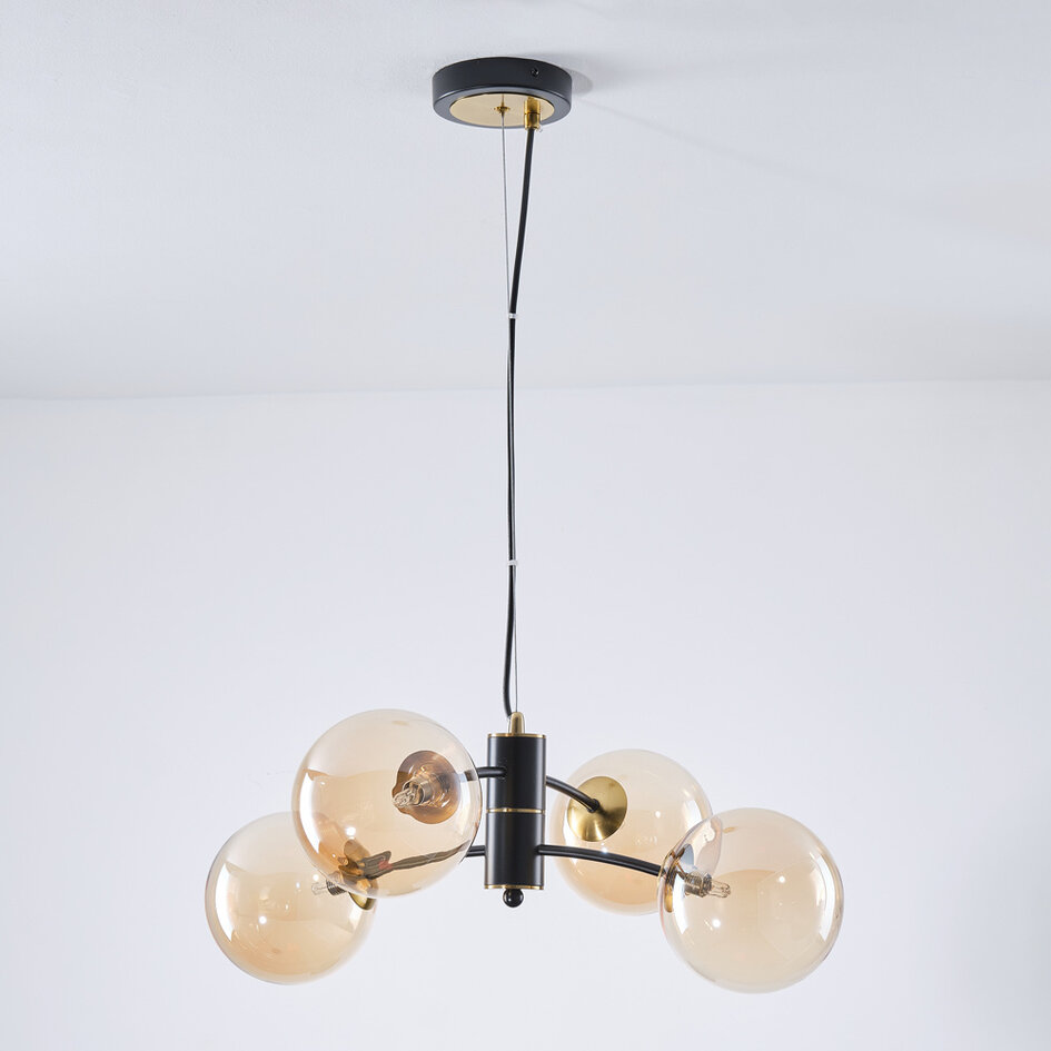 Pendelleuchte Firenze mit amber Glas, 4-flammig