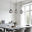 Moderne Pendelleuchte schwarz mit 3D gewelltem Rauchglas, 3-flammig - Carice