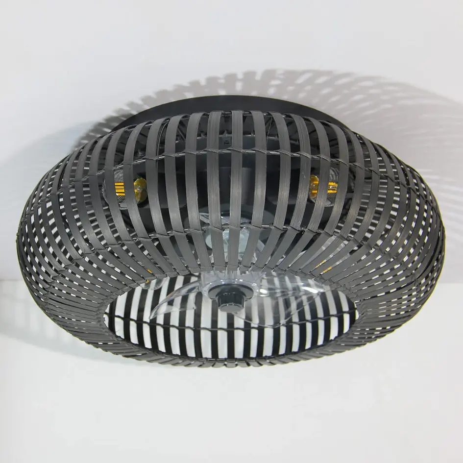 Smarter Deckenventilator Paco mit Tuya-Smart-App und Fernbedienung - schwarzer Bambus