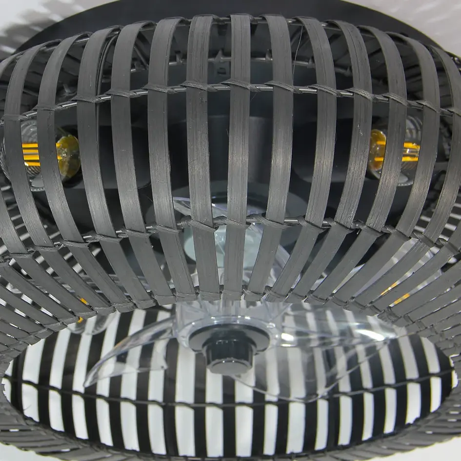 Smarter Deckenventilator Paco mit Tuya-Smart-App und Fernbedienung - schwarzer Bambus