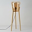 Stehlampe Ditta aus Holz mit Amberglas