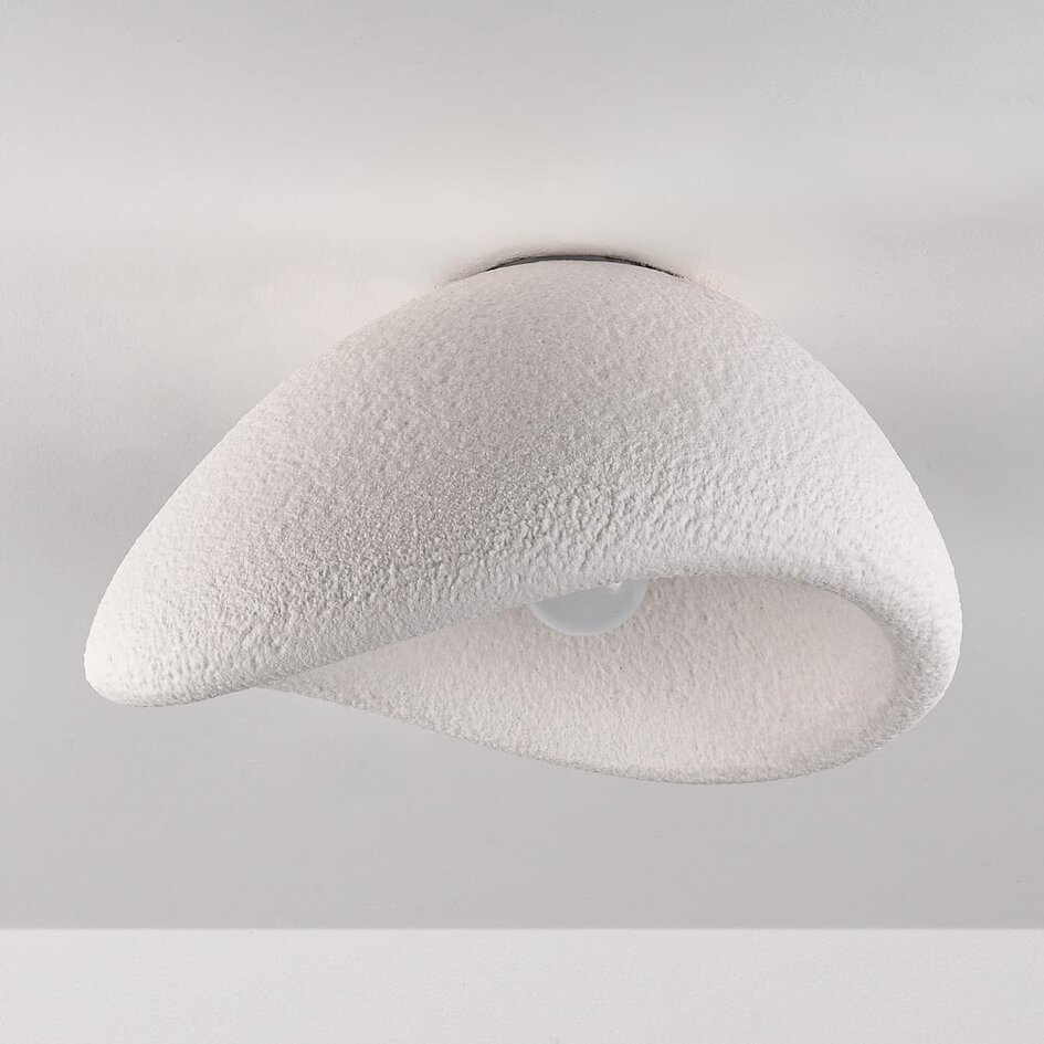 Wabi-Sabi-Deckenlampe Concrete Aura 60 x 47 cm mit Steineffekt - Weiß