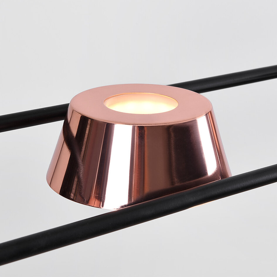 Moderne Pendelleuchte mit integrierten LEDs Schwarz und Roségold – Calisto