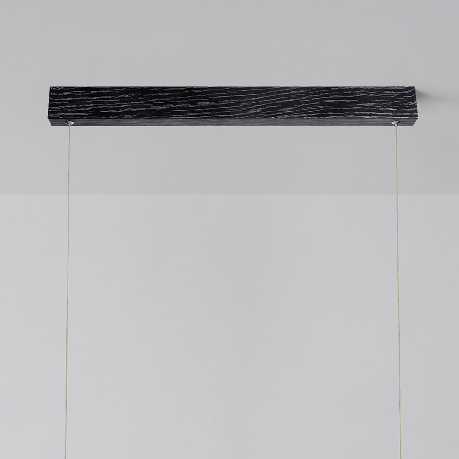 Minimalistische schwarze Pendelleuchte Andre mit Holzmuster - 3-stufig dimmbar