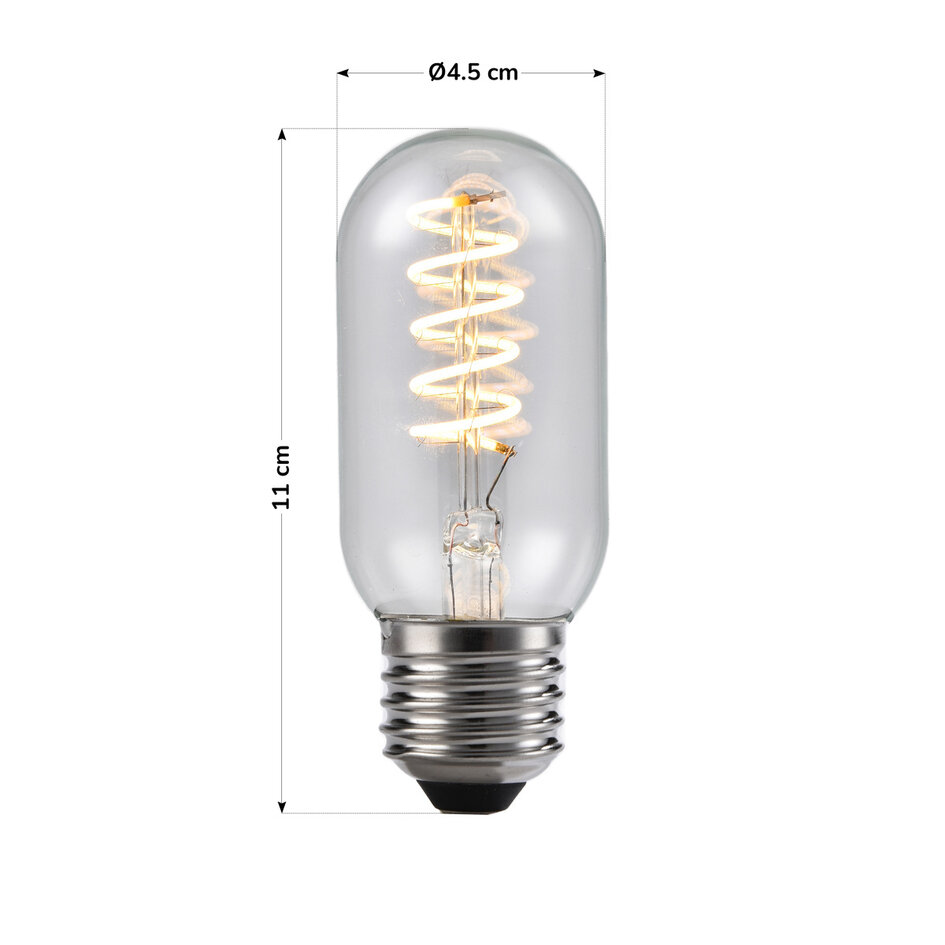 LED Filament Röhrenlampe 4W 2700K, transparentes Glas mit Spirale - dimmbar