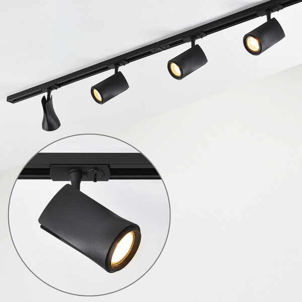 Modernes 1-Phasiges Schienensystem von 1,5 Metern mit Lola-Strahlern - schwarz