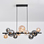 Design-Pendelleuchte Deka schwarz mit amber- und rauchglas, 10-flammig