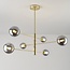 6-flammige Deckenlampe Sest - Gold mit Rauchglas