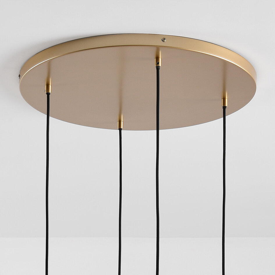 4-flammige Pendelleuchte mit amber und Rauchglas - Nisa