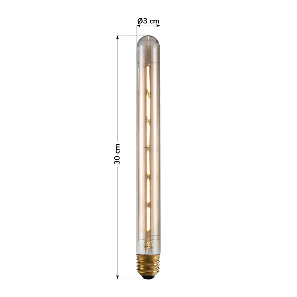E27 Filament Röhrenlampe amber Glas mit Glühfaden 6W 2200K, 30 cm - dimmbar