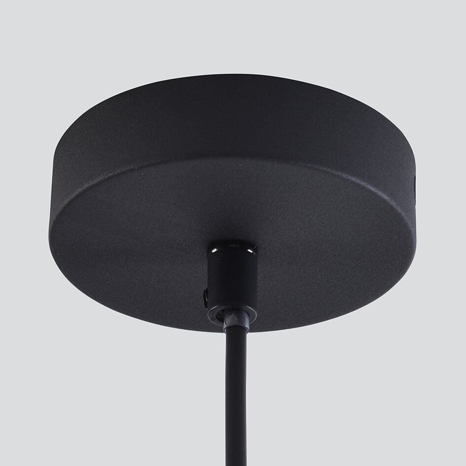 Schwarze Hängeleuchte Dila mit Rauchglas