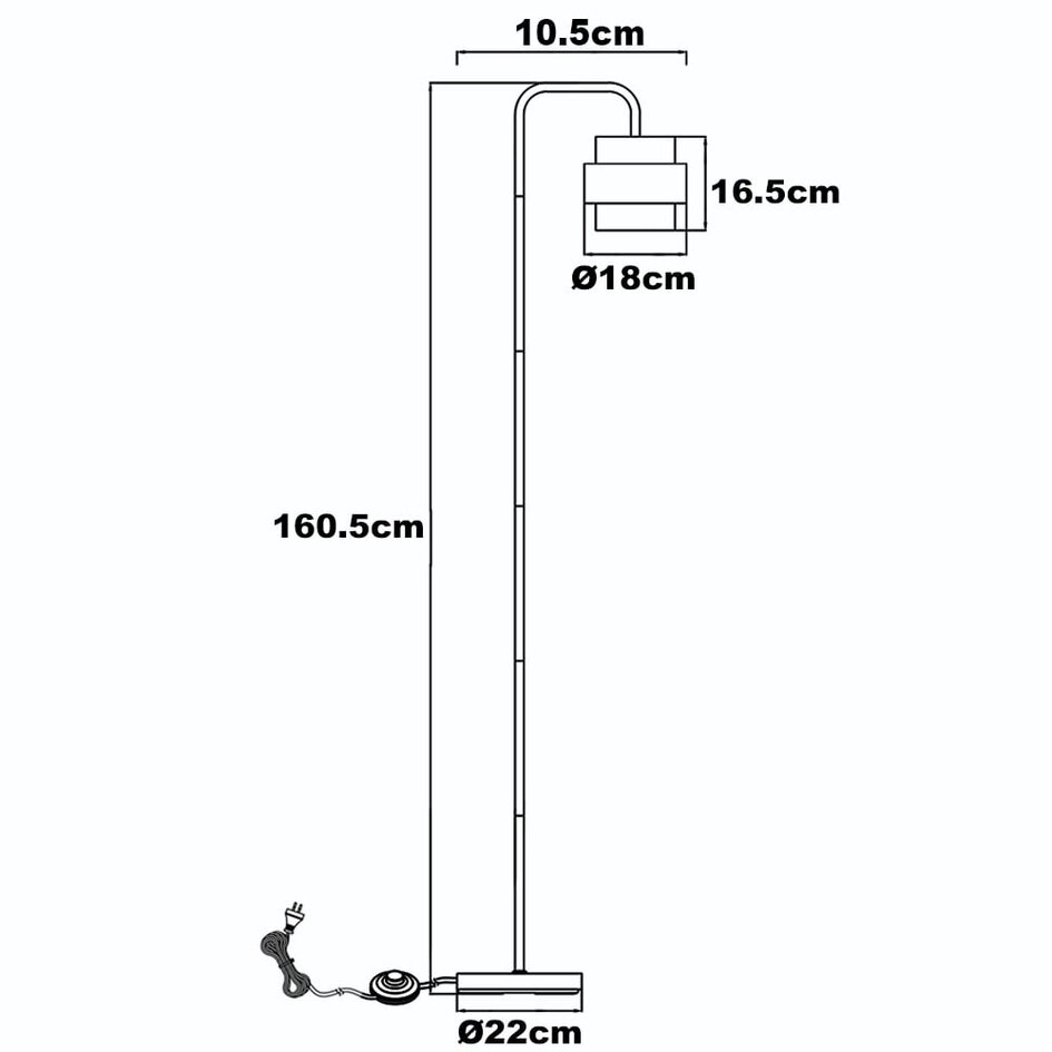 Schwarze Stehleuchte mit Rauchglas - Fyke