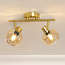 2-flammige Deckenlampe Jenthe - Gold mit Amberglas