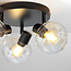 3-flammige runde Deckenlampe Jenthe - Schwarz mit transparentem Glas
