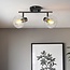 2-flammige Deckenlampe Jenthe - Schwarz mit transparentem Glas