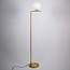 Design-Stehlampe Connor in Gold mit milchweißem Glas