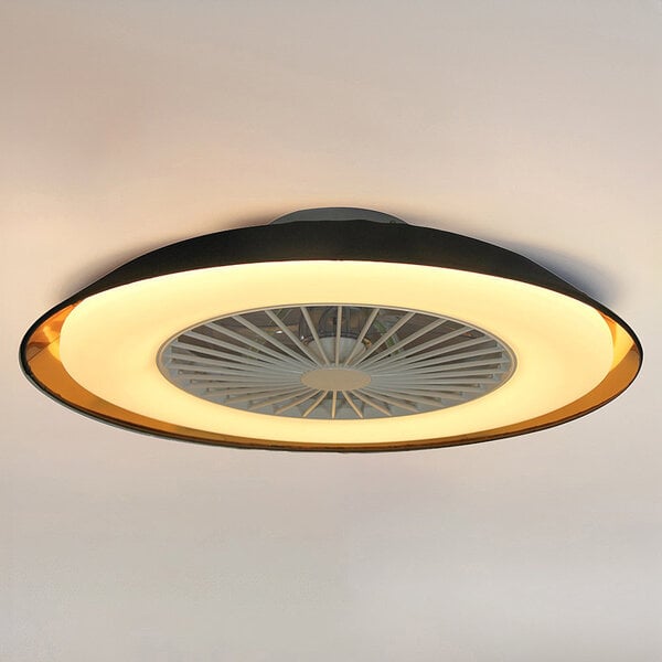 Deckenventilator Cakir mit Sterneffekt und einstellbarer Farbtemperatur - Schwarzer Stoffschirm