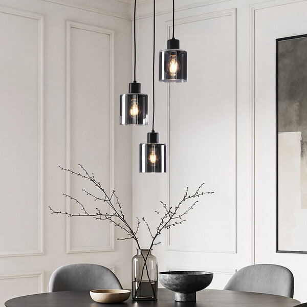 3-flammige Pendelleuchte aus Rauchglas mit Farbverlauf - Leana