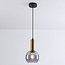 Pendelleuchte Inara - Rauchglas und Gold, runder Schirm