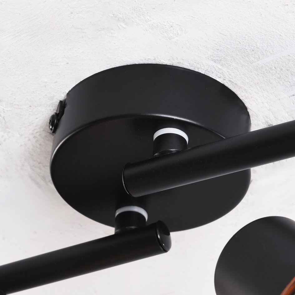 Schwarze Deckenleuchte aus amber Glas mit 4 Spots - Pela