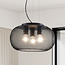 3-flammige Industrial-Pendelleuchte Cerise - schwarzes Metall mit perforiertem Schirm