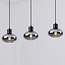 3-flammige Pendelleuchte Vere - Rauchglas und Schwarz