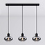 3-flammige Pendelleuchte Vere - Rauchglas und Schwarz