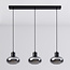 3-flammige Pendelleuchte Vere - Rauchglas und Schwarz