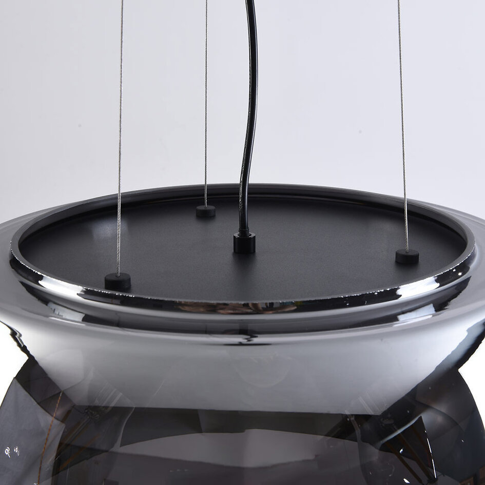 Design-Pendelleuchte Serres mit Rauchglas, 3-flammig