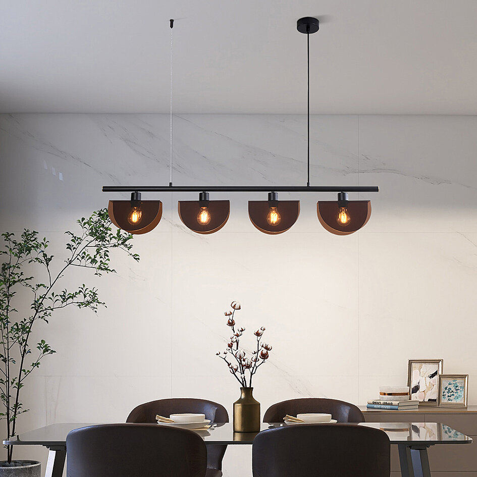 Schwarze Pendelleuchte mit rauchgrauen Schirmen, 4-flammig - Morandi