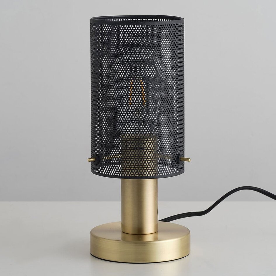 Design-Tischlampe Mreza mit schwarzem Schirm mit Perforationen