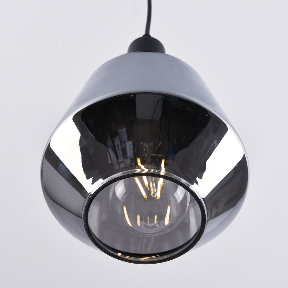 1-flammige Pendelleuchte Mala Rauchglas - kugelförmiges Glas