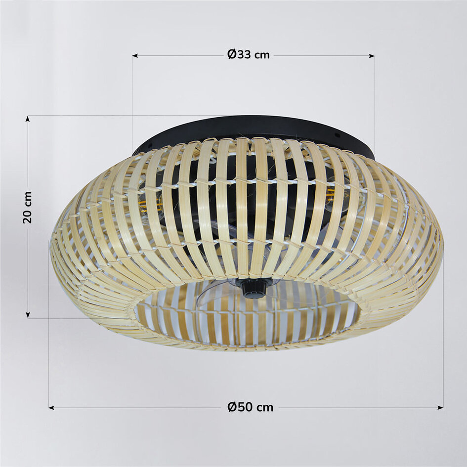 Sommer/Winter Deckenventilator mit Bambus - Paco