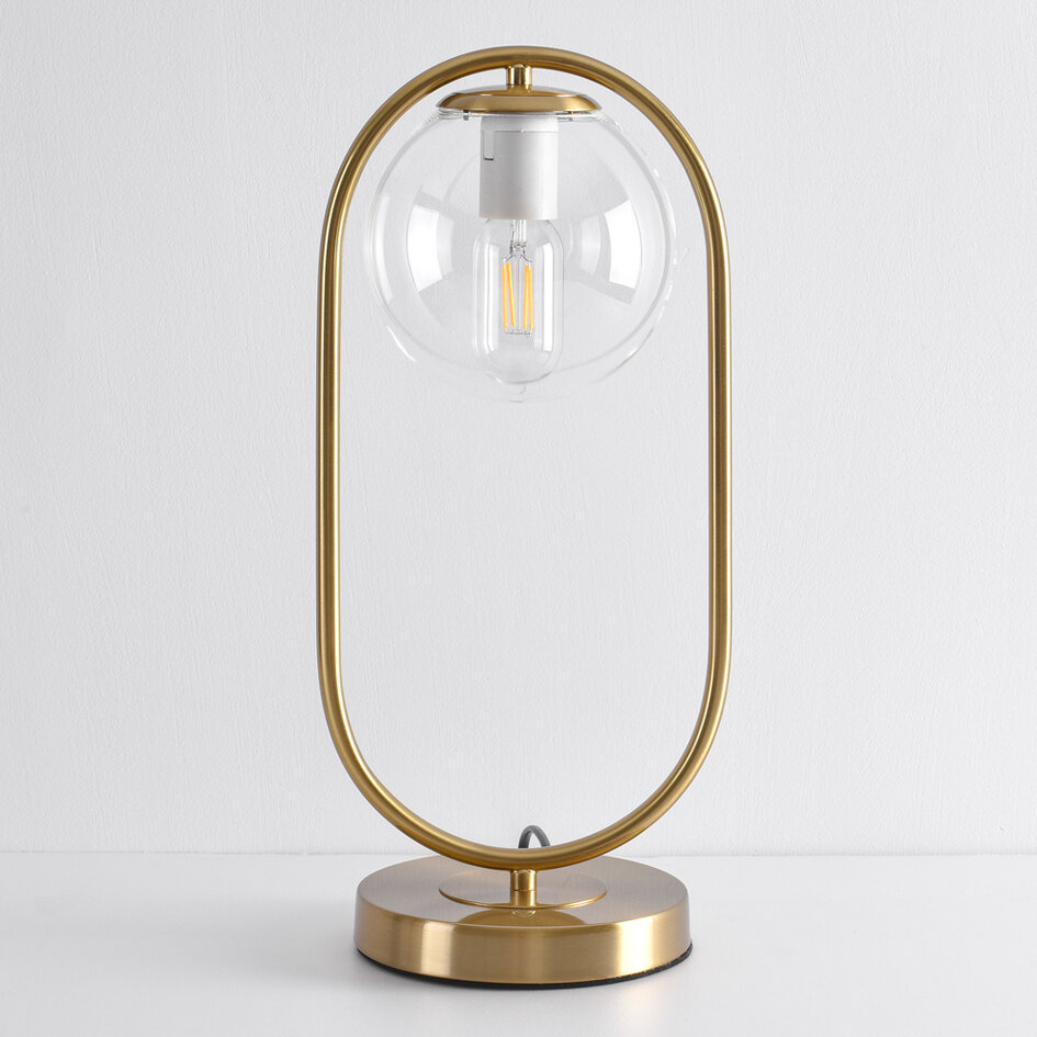 Goldene Design-Tischlampe George - Transparentes Glas