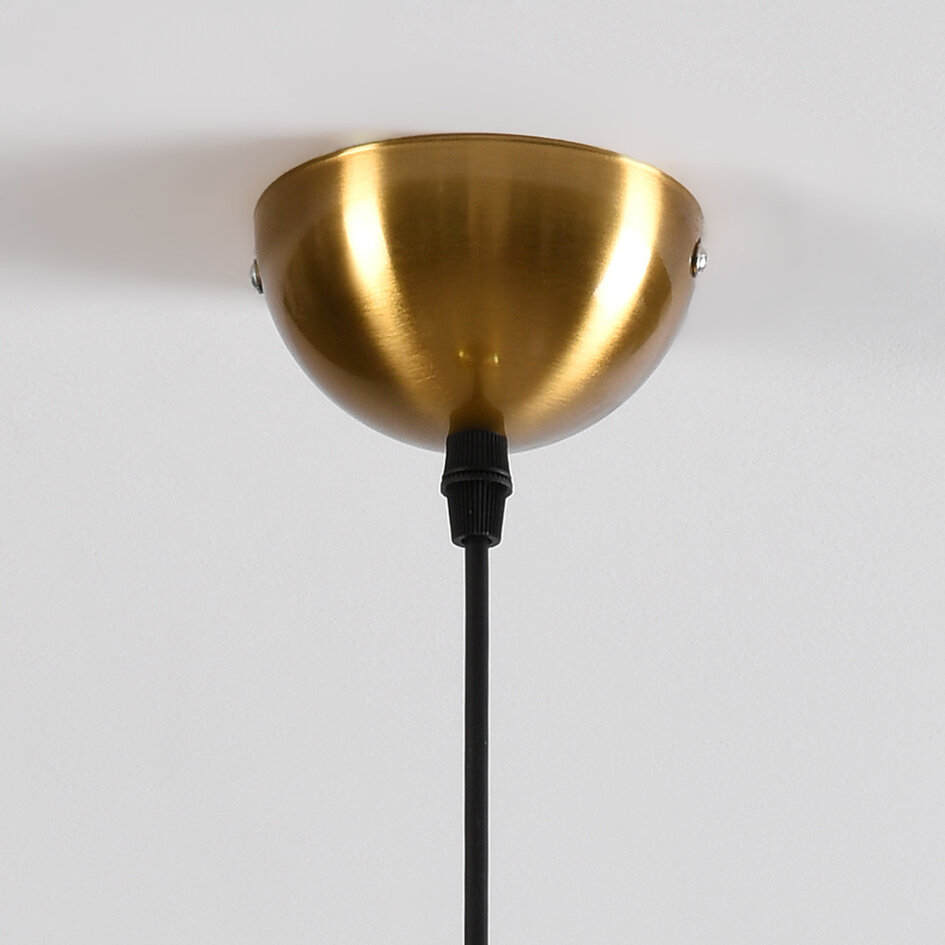 1-flammige Hängeleuchte Lewis mit gewelltem Glas - Gold