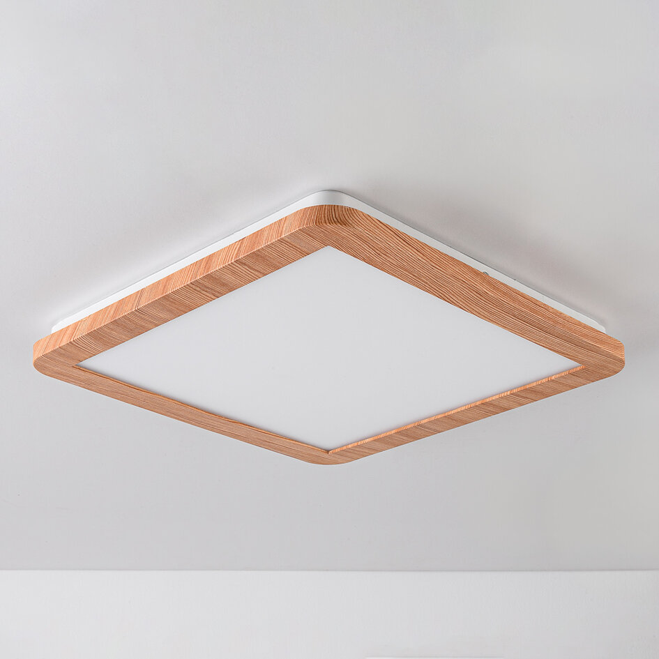 Deckenlampe Emilie in Holzoptik, 3-stufig dimmbar, IP44