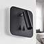 Quadratische Wandlampe Sofian mit drehbarem Spot und beleuchteter Wandplatte