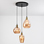 3-flammige Pendelleuchte Verona - Amberglas und Metall