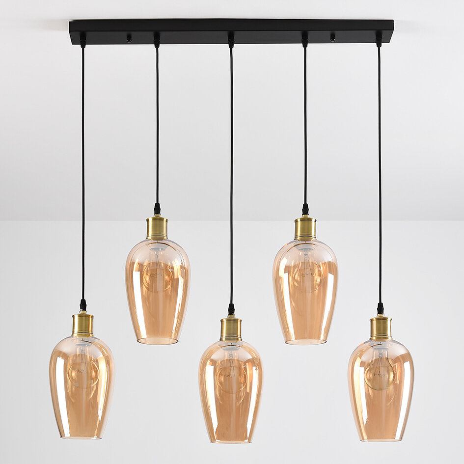 Hängeleuchte Valerie 5-flammig - Valerie - amber Glas