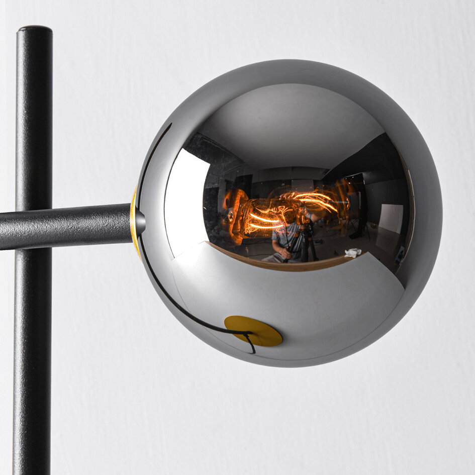 Tischlampe Glenn - Rauchglas mit Spiegeleffekt