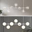 7-flammige Pendelleuchte Hepta - milchweißes und transparentes Glas, weiß