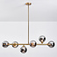 6-flammige Pendelleuchte Aster - Gold mit Rauchglas und Spiegeleffekt