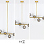 6-flammige Pendelleuchte Aster - Gold mit Rauchglas-Kugeln