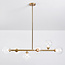 6-flammige Pendelleuchte Aster - Gold mit transparenten Glaskugeln